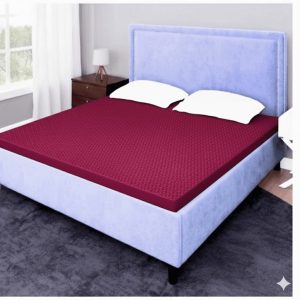 Maroon Plachi Fabric King Size Mattress Protector
