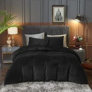 Plain Velvet Bedsheet King Size with Pillow Covers