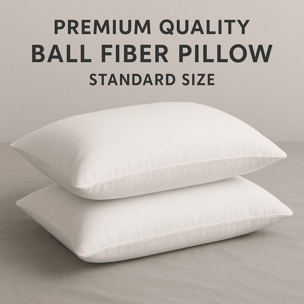 Premium Quality Ball Fiber Pillows Standard Size Set of 2 – Soft and Comfortable