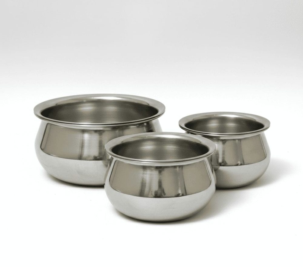 Silver steel 3 piece degchi set