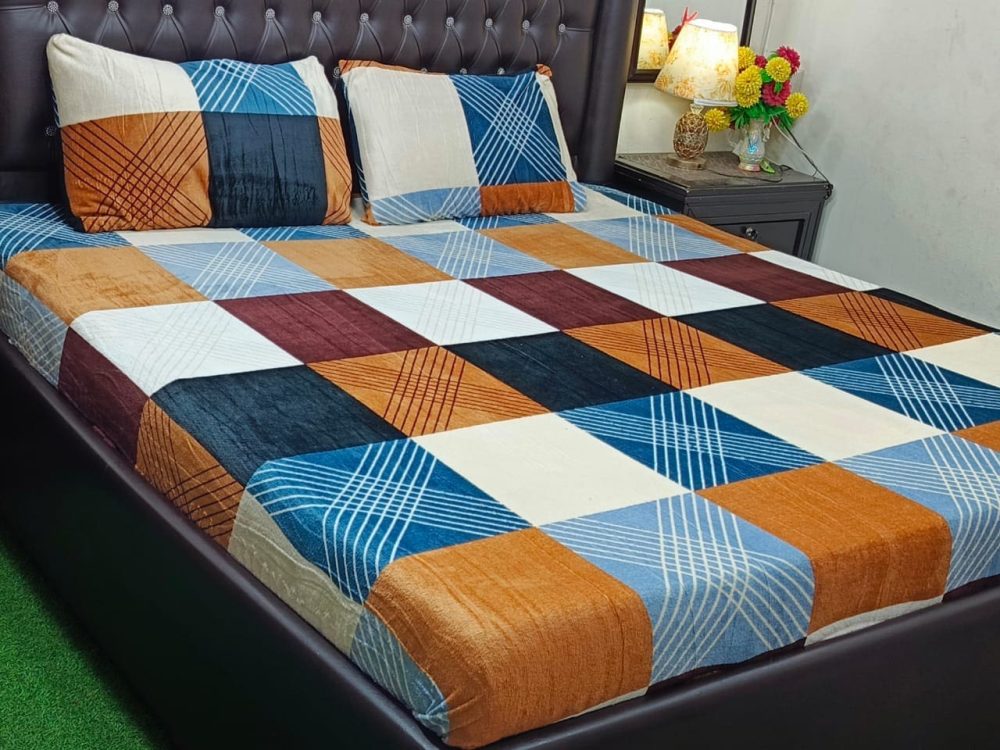 Warm Fleece King Size Bedsheet – Modern Patterns (7 Designs) - Image 2