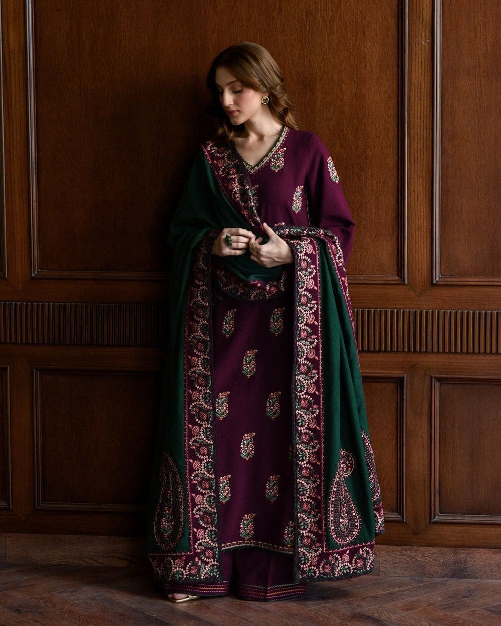BATIK – 3pc Dhanak Winter Suit with Embroidery (Code 7281)