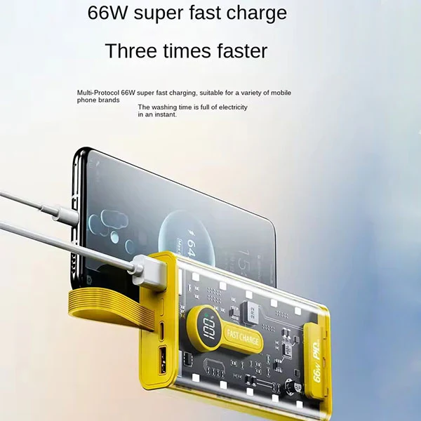 66W Power Bank 20,000mAh Transparent Fast Charge - Image 3