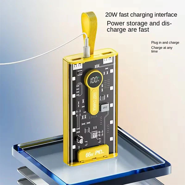 66W Power Bank 20,000mAh Transparent Fast Charge - Image 4