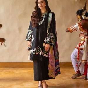 Mushq – Heavy Embroidered 3PC Lawn Suit with Silk Dupatta