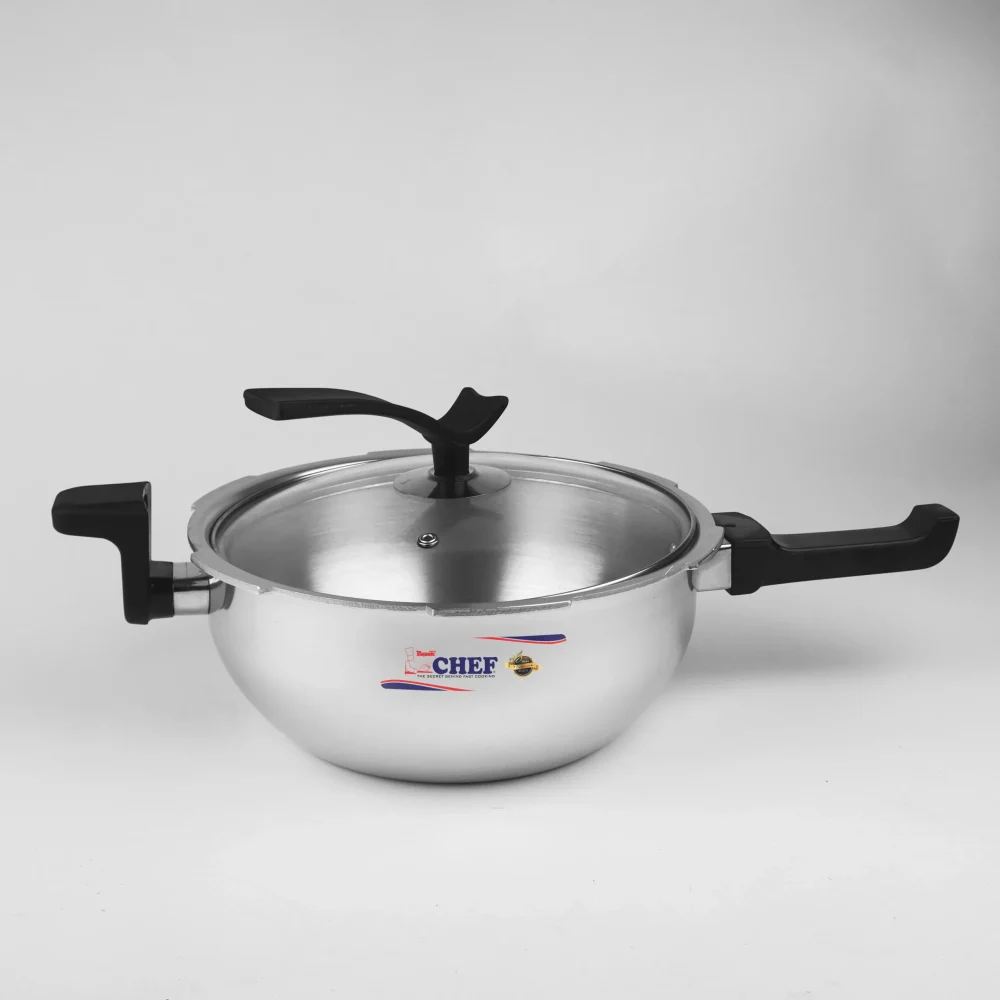CHEF Pressure Cooker Karahi with Glass Lid 3-in-1 - Image 5
