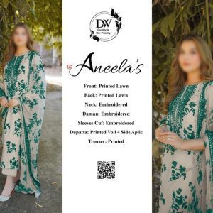 ANEELAS Brand New Premium Lawn 3PC Unstitched Suit 2026