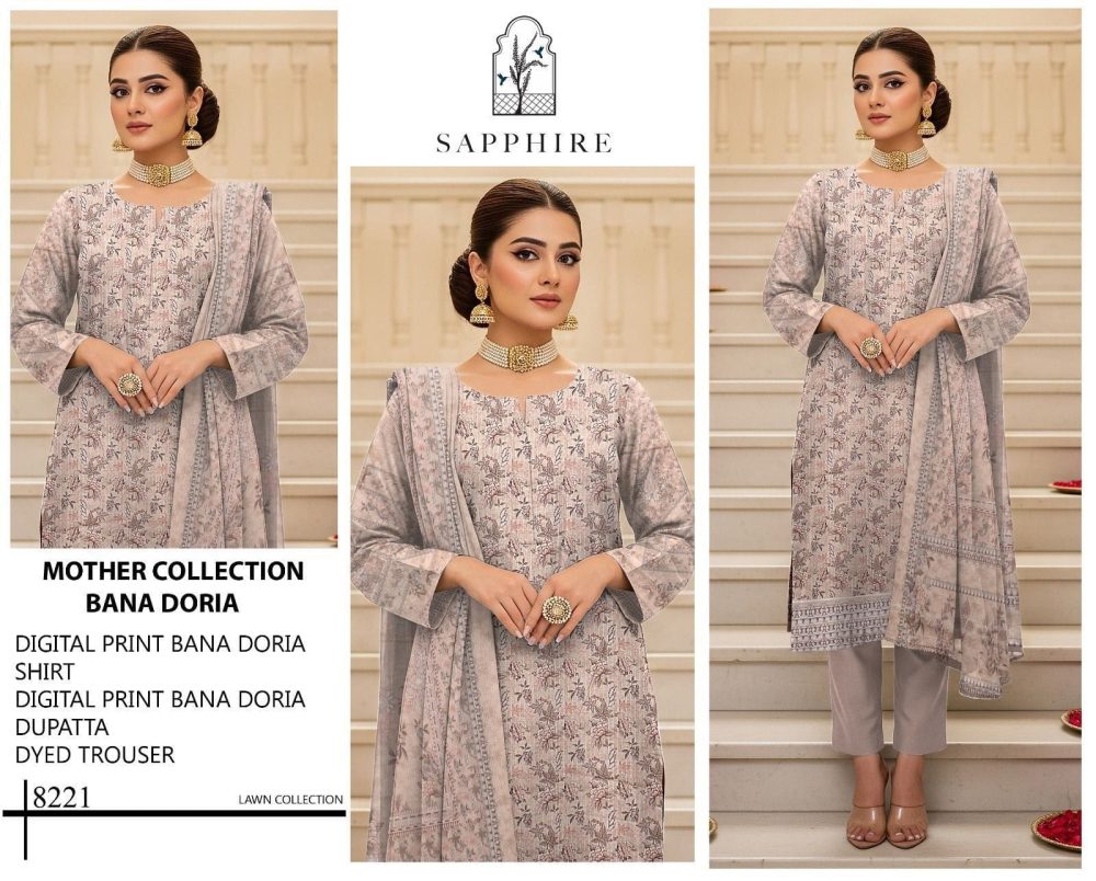 Sapphire Mother Collection Airjet Doria Digital Print 3PC Suit