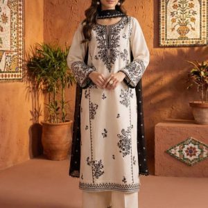 Batik 3 Piece Embroidered Lawn Suit Chiffon Dupatta Design 4053
