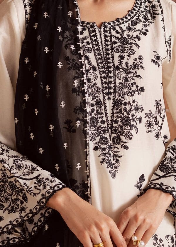 Batik 3 Piece Embroidered Lawn Suit Chiffon Dupatta Design 4053 - Image 3