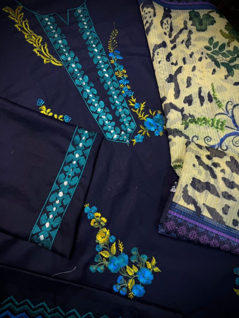 Charizma 3PC Embroidered Lawn Suit with Slub Monark Dupatta - Image 2