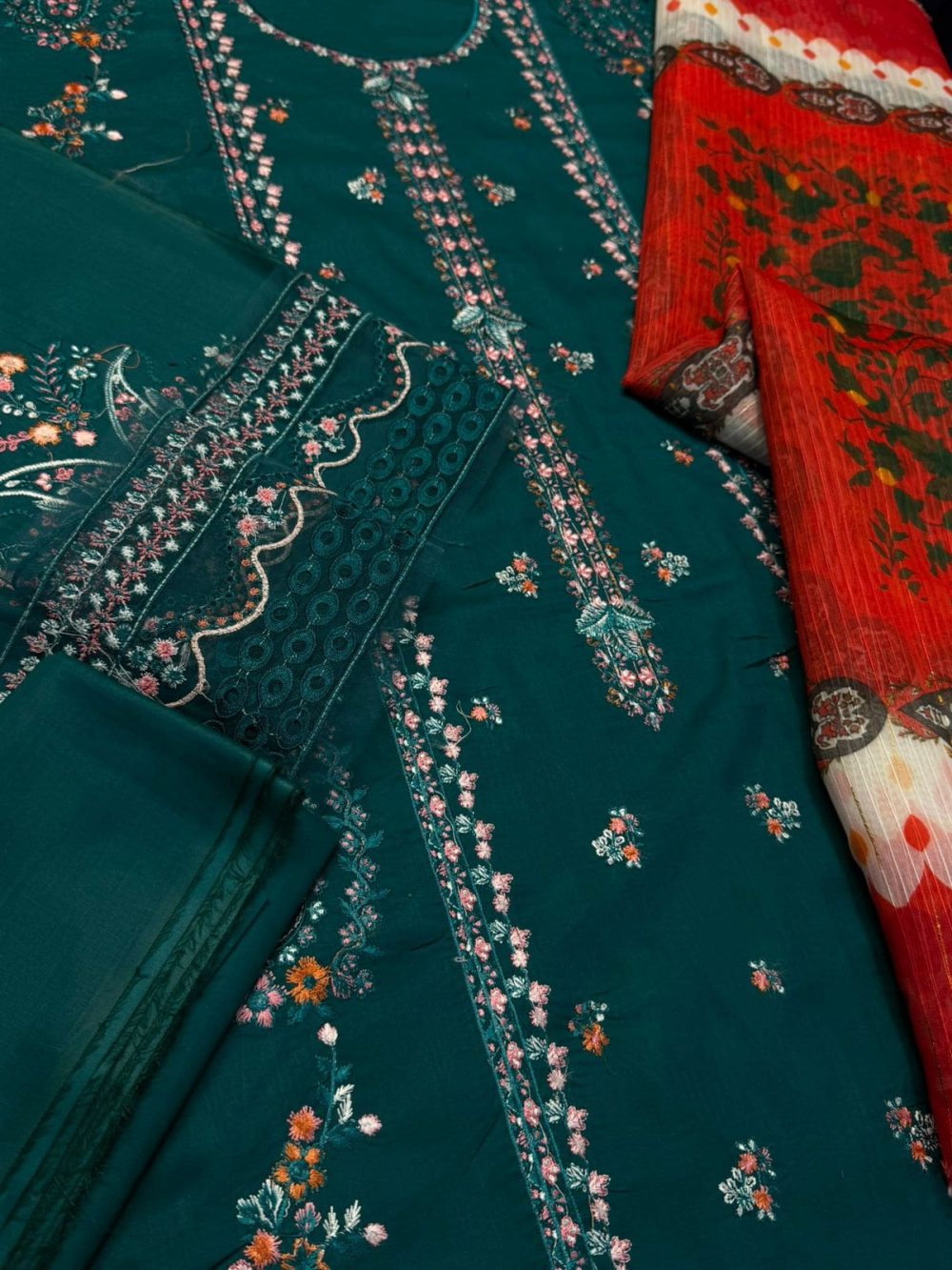 Hussain Rehar 3 Piece Embroidered Lawn Suit with Dupatta - Image 4