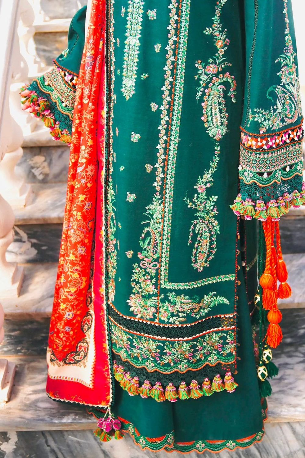 Hussain Rehar 3 Piece Embroidered Lawn Suit with Dupatta - Image 3
