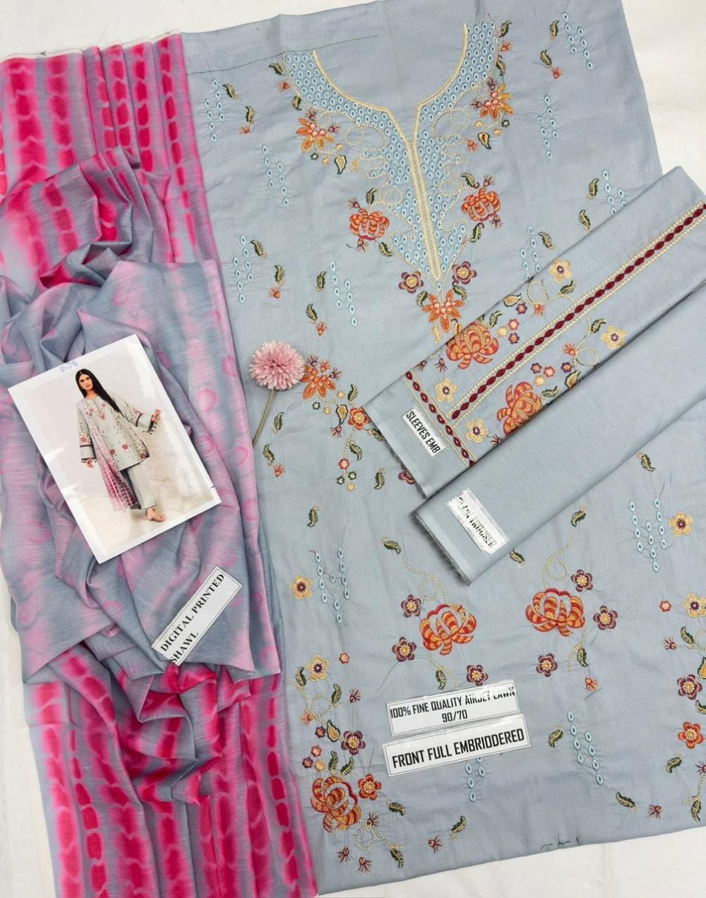 Jazmin Heavy Embroidered Airjet Lawn Suit 3PC - Image 5