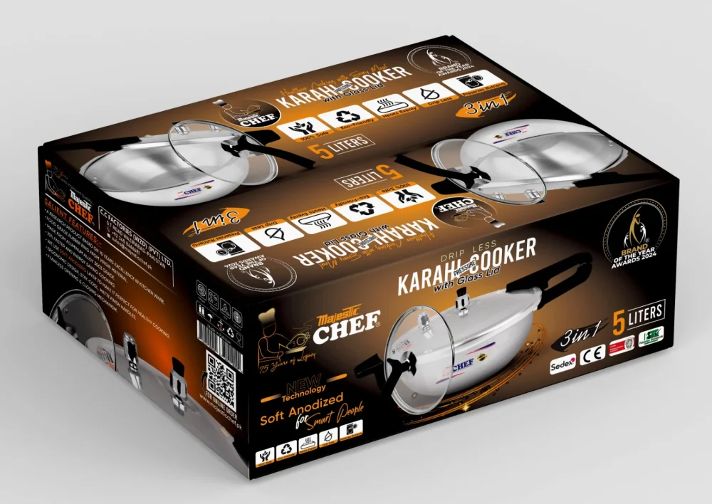 CHEF Pressure Cooker Karahi with Glass Lid 3-in-1 - Image 4