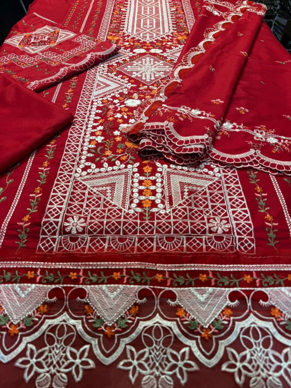 BIN ILYAAS 3PC Embroidered Lawn Suit with Chiffon Dupatta - Image 6