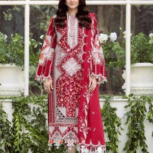 BIN ILYAAS 3PC Embroidered Lawn Suit with Chiffon Dupatta