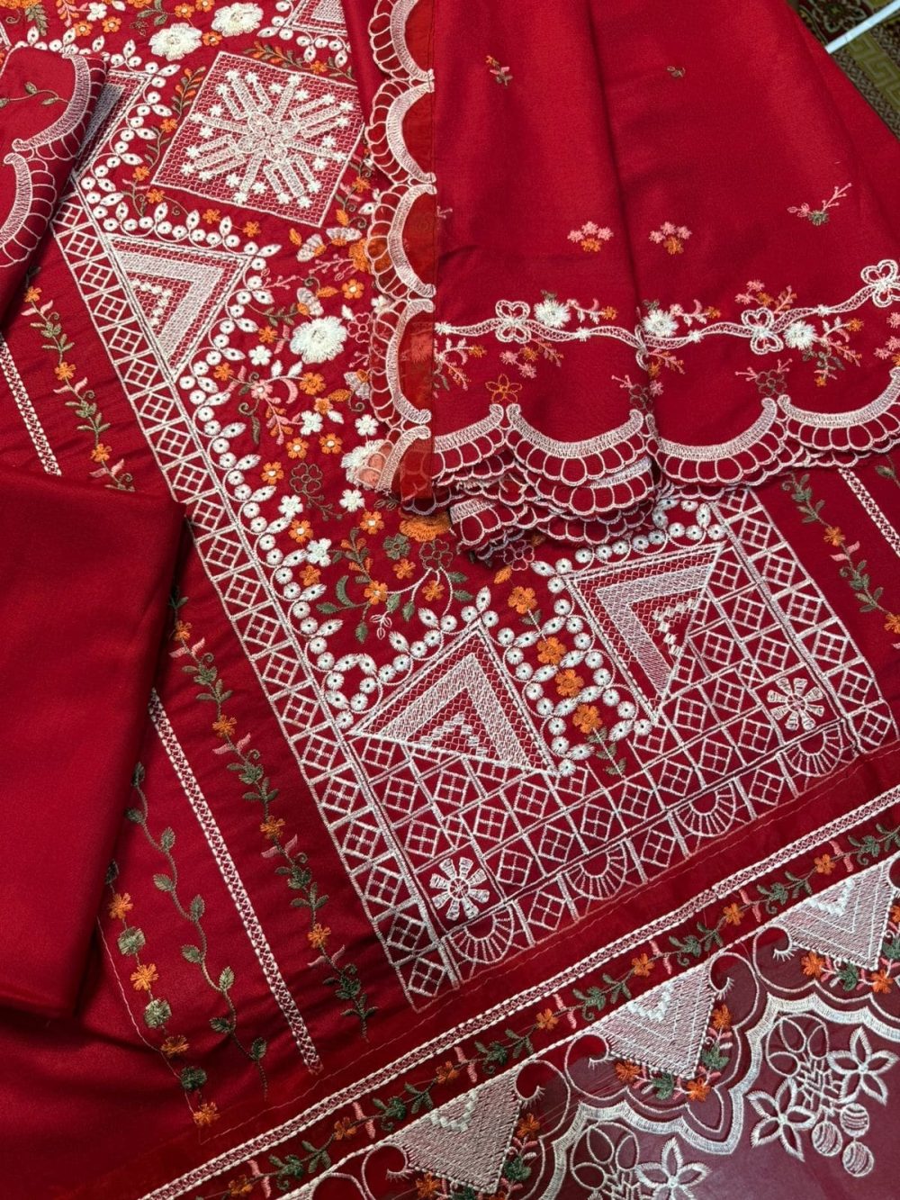 BIN ILYAAS 3PC Embroidered Lawn Suit with Chiffon Dupatta - Image 5