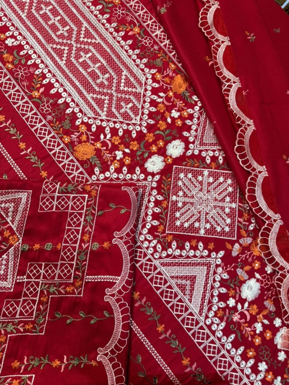 BIN ILYAAS 3PC Embroidered Lawn Suit with Chiffon Dupatta - Image 4