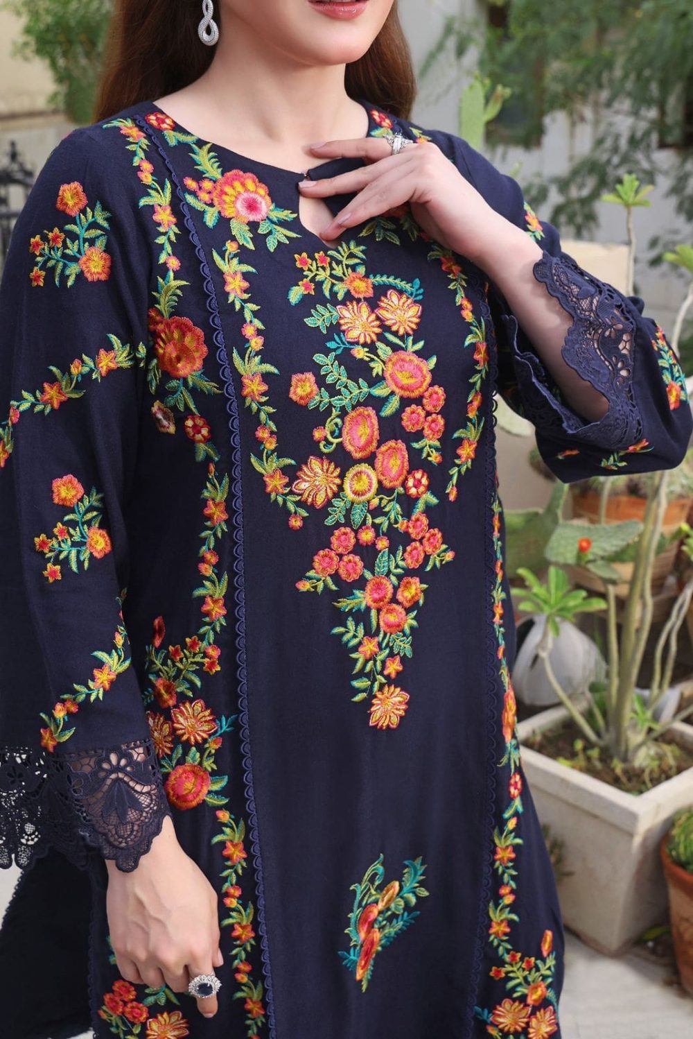 Aneelas 3 Piece Embroidered Lawn Suit Slub Monark Dupatta D 4059 - Image 4