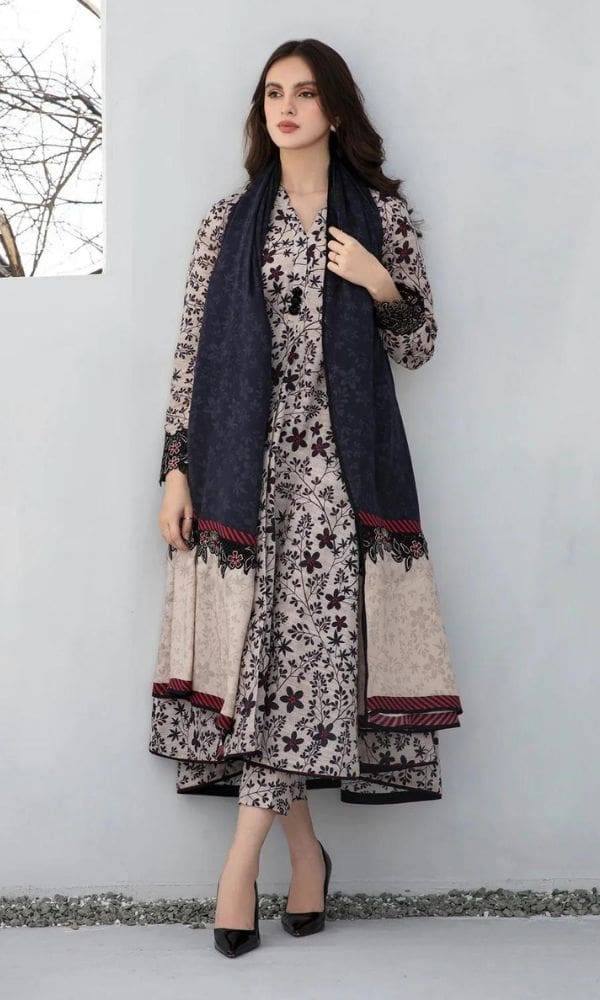 Baroque 3 Piece Printed Lawn Suit With Voile Dupatta - Image 3