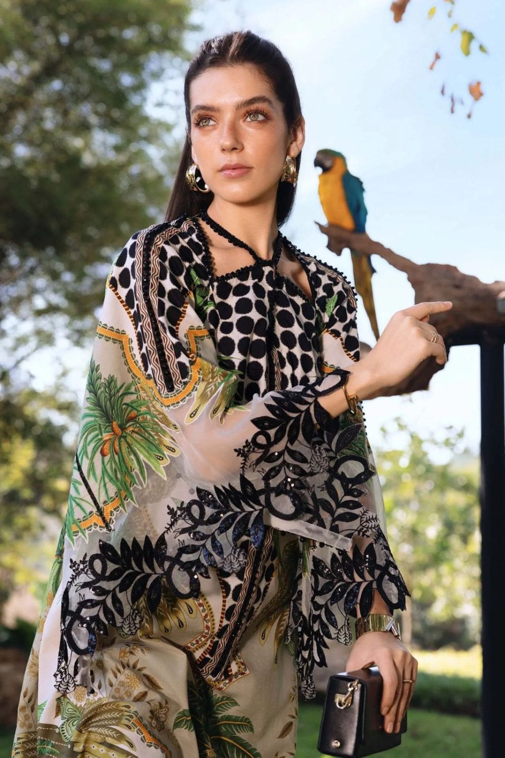 Baroque 3 Piece Printed Lawn Suit Chiffon Dupatta Eid Collection - Image 3