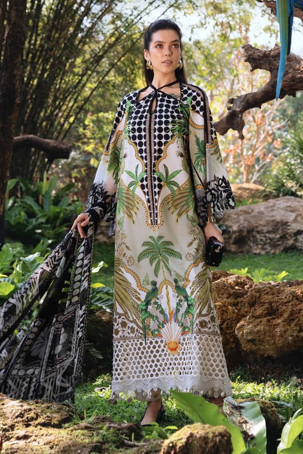 Baroque 3 Piece Printed Lawn Suit Chiffon Dupatta Eid Collection