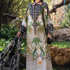 Baroque 3 Piece Printed Lawn Suit Chiffon Dupatta Eid Collection