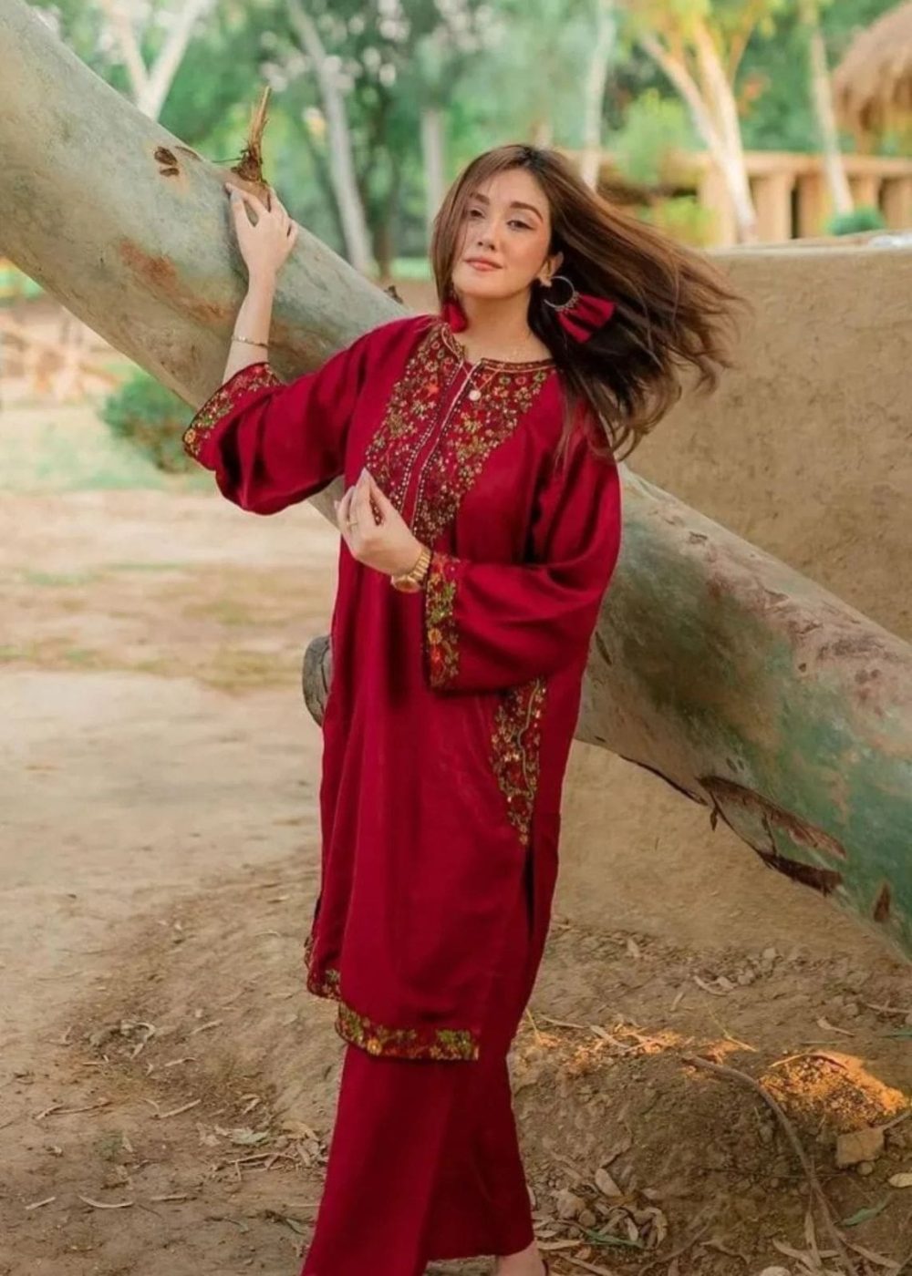 LAAM 2 Piece Embroidered Lawn Suit Red Wedding Collection - Image 4