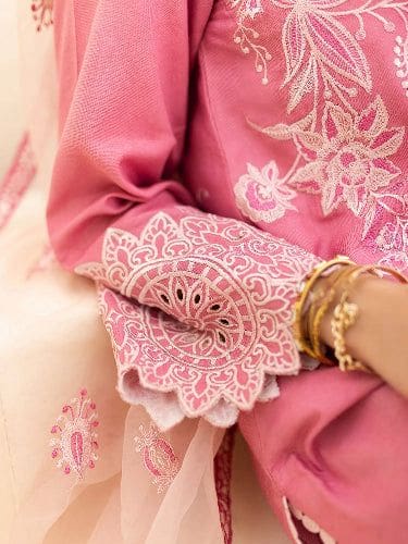 Roheenaz 3 Piece Embroidered Lawn Suit With Organza Dupatta - Image 2