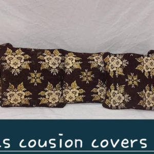 5 Pcs Brown Velvet Jacquard Cushion Covers Set With Zip Closure