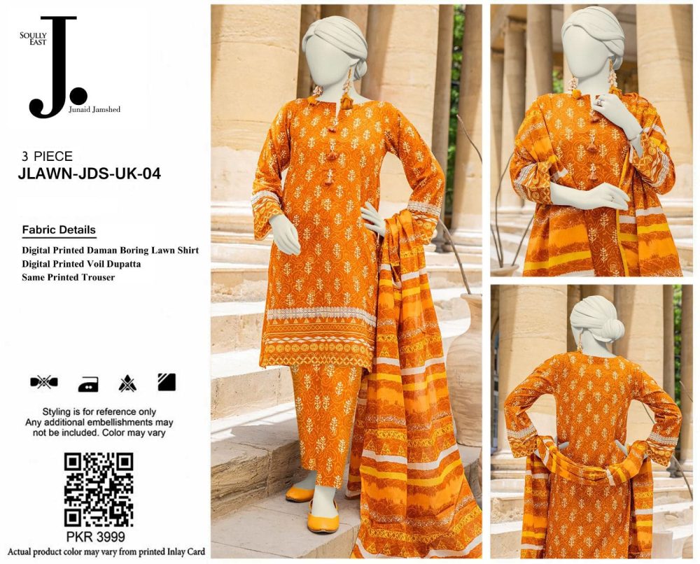 Junaid Jamshed 3 Piece Chikankari Embroidered Lawn Suit - Image 2