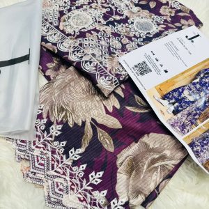 Junaid Jamshed Purple 3 Piece Chikankari Embroidered Lawn Suit