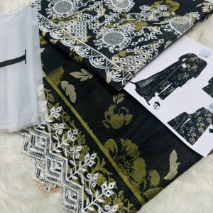 Junaid Jamshed Black 3 Piece Chikankari Embroidered Lawn Suit