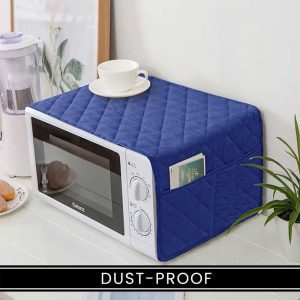 Microwave Oven Dustproof Cover Fabric With Storage Pockets