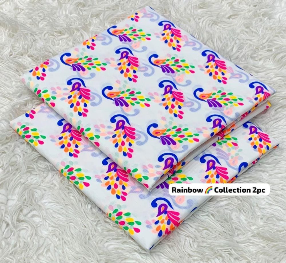 Rainbow 2 Piece Printed Lawn Suit Trendy Summer Collection - Image 22