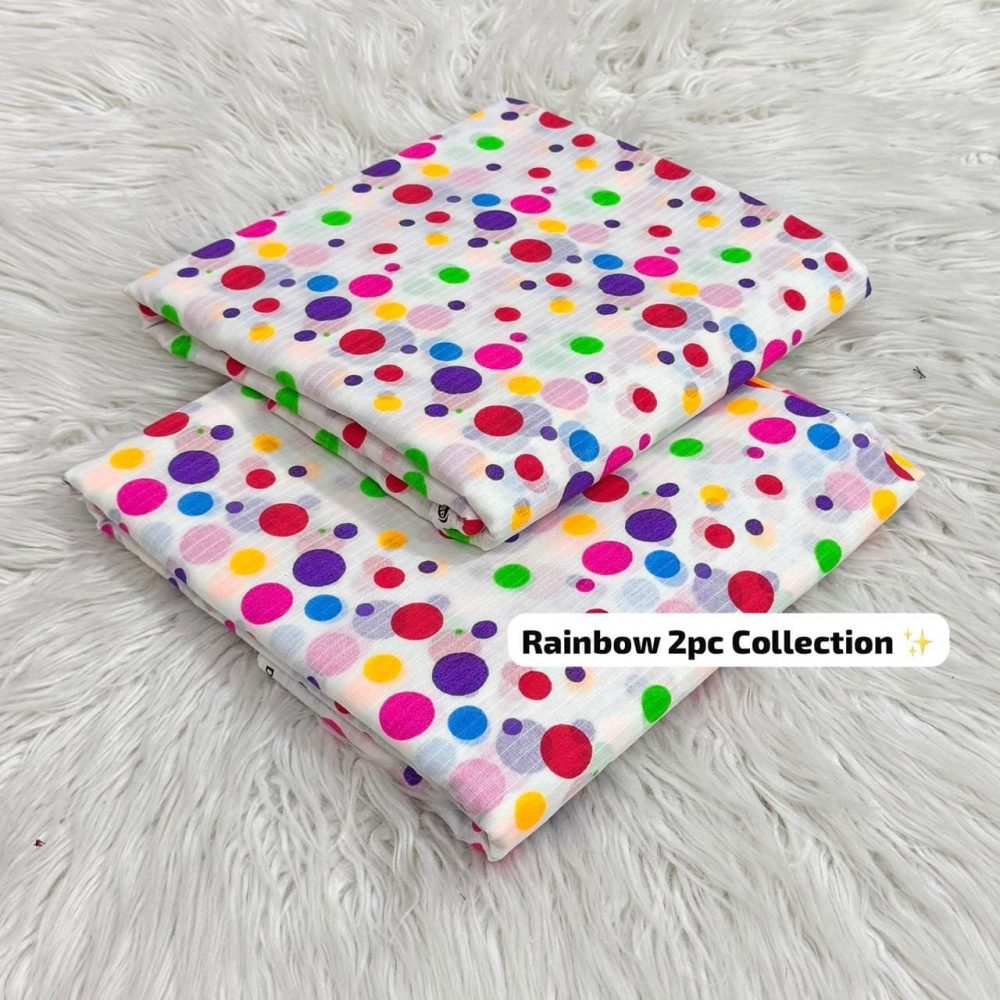 Rainbow 2 Piece Printed Lawn Suit Trendy Summer Collection - Image 9