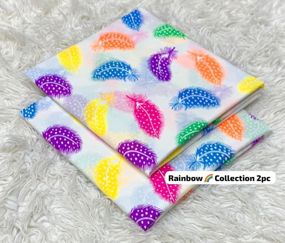 Rainbow 2 Piece Printed Lawn Suit Trendy Summer Collection - Image 11