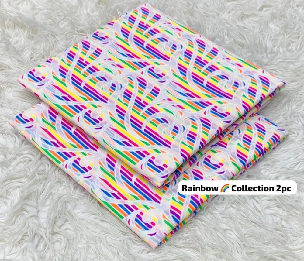 Rainbow 2 Piece Printed Lawn Suit Trendy Summer Collection - Image 13