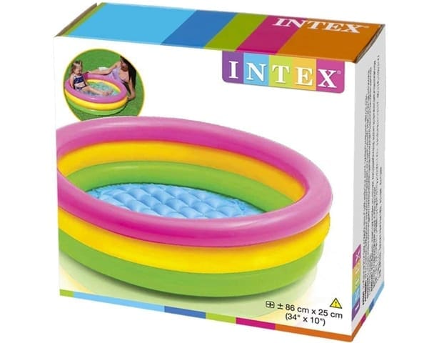 Intex Sunset Glow Baby Swimming Pool 3 Ring Inflatable Kids Pool - Image 2