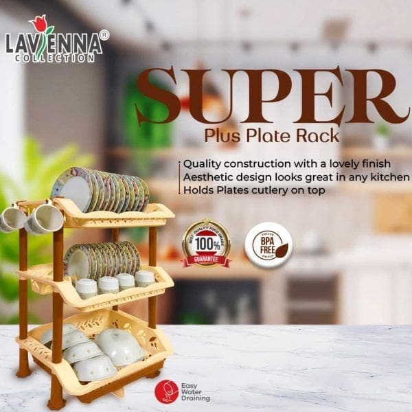 Super 3 Tier Plate Rack Kitchen Dish Organizer - Image 2