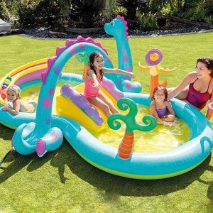 Intex Dino Land Play Center Kids Inflatable Pool 10.5ft with Slide