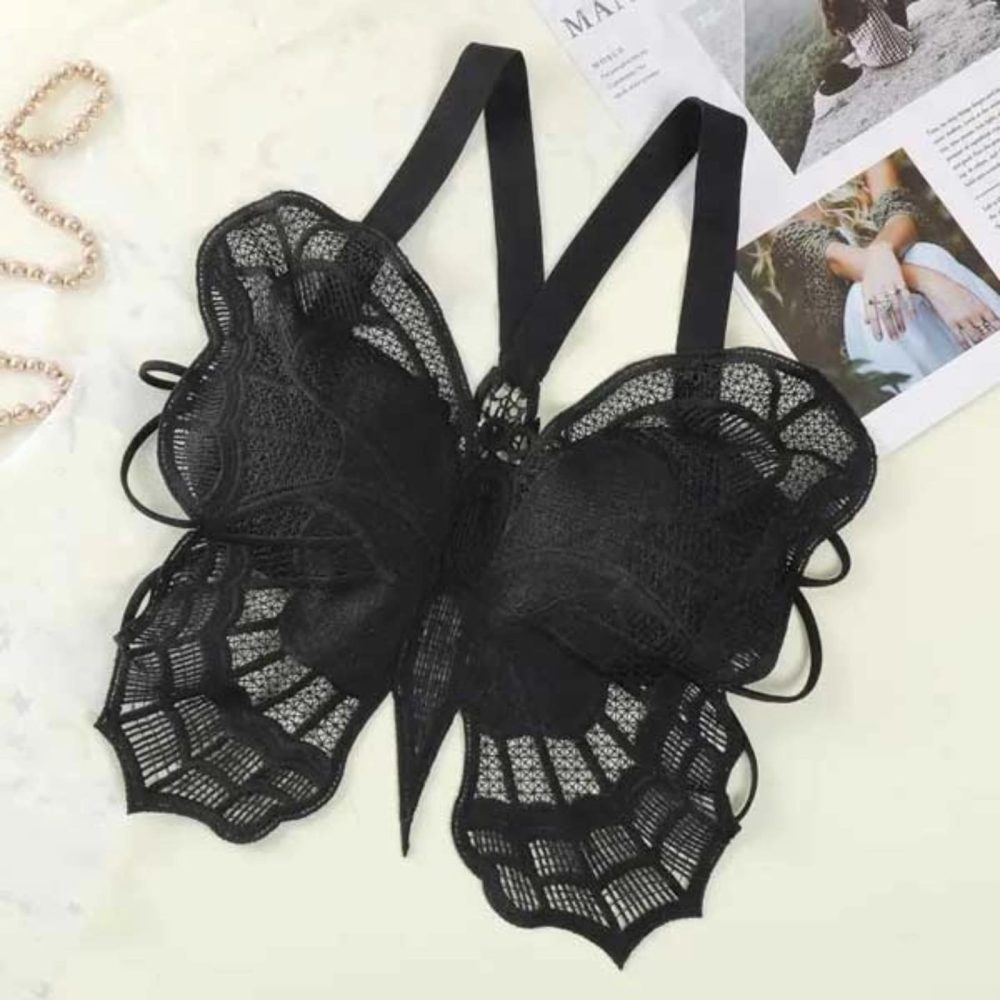 Butterfly Backless Light Padded Lace Fashion Bra for Women - Image 5