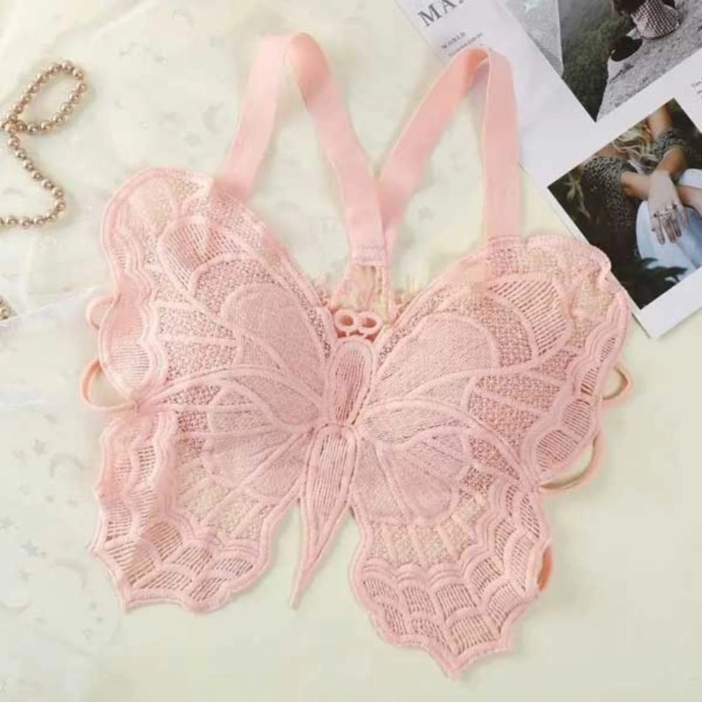 Butterfly Backless Light Padded Lace Fashion Bra for Women - Image 6