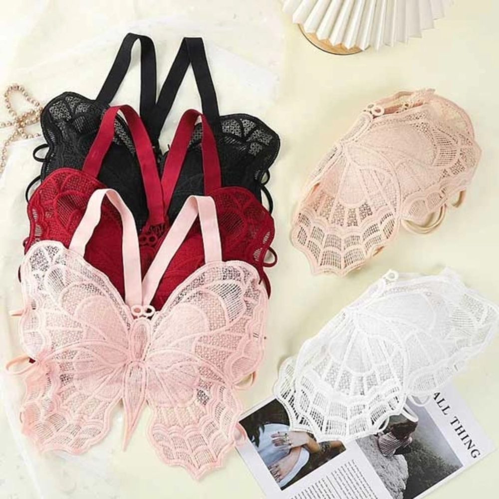 Butterfly Backless Light Padded Lace Fashion Bra for Women - Image 7