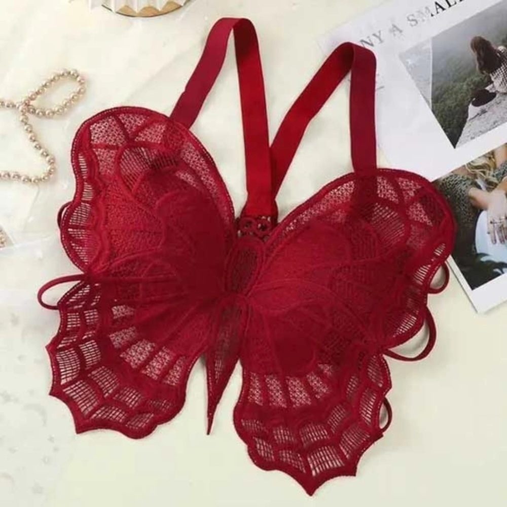 Butterfly Backless Light Padded Lace Fashion Bra for Women - Image 4