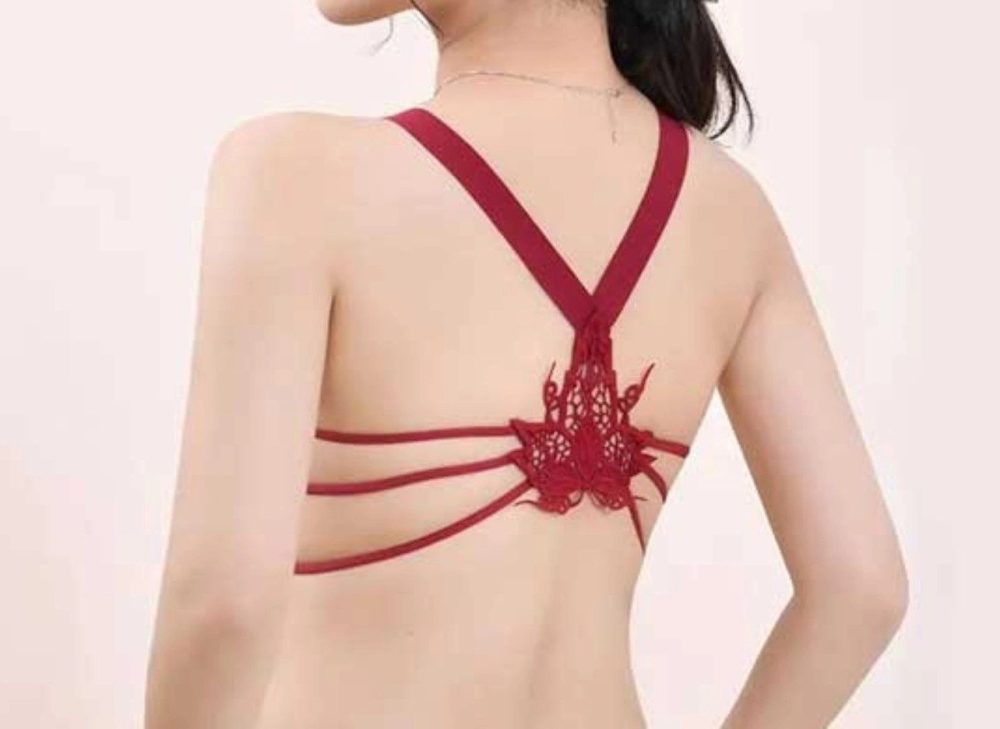 Butterfly Backless Light Padded Lace Fashion Bra for Women - Image 2