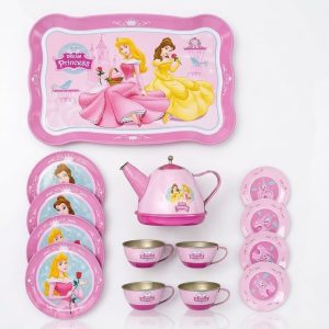 14Pcs Princess Metal Tea Set for Kids with Portable Storage Case