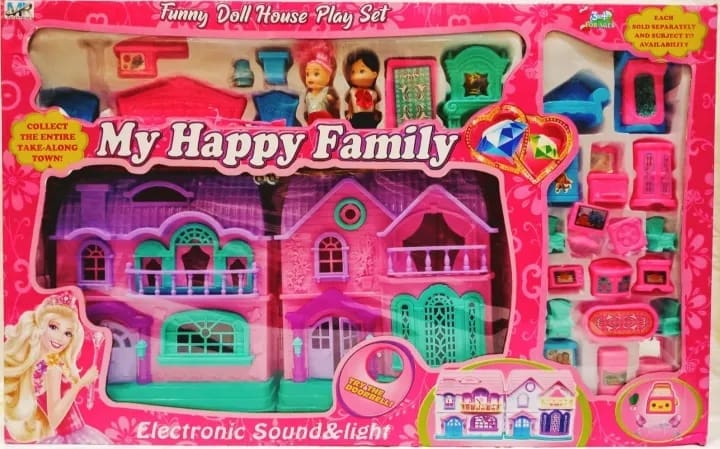 Happy Family Doll House with Accessories Light and Musical Toy - Image 2