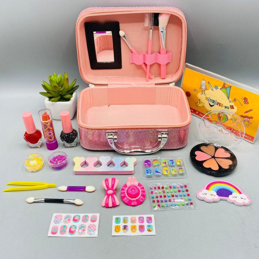 Portable Cosmetic Beauty Set for Girls with Lipstick Nail Polish and Brushes - Image 2